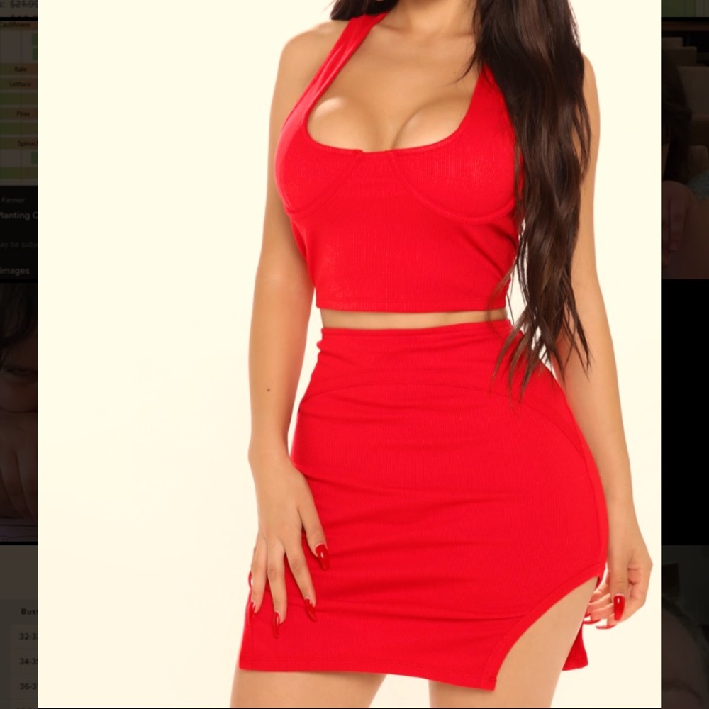 Fashion Nova Winning In This Skirt Set - Red XL